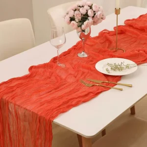 Luxury Wedding Organza Table Runner Wrinkle Design Custom Length Hotel Restaurant Event Decor