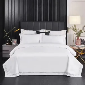 Luxury White 100% Cotton 300tc Eco Friendly Duvet Cover Set Soft Bedding Hotel Style