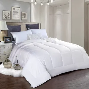 Luxury White Hotel Comforter 100% Polyester Shell Microfiber Filling Duvet for Hospitality Projects