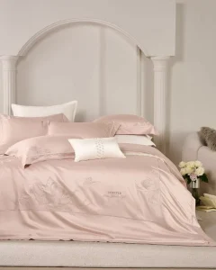Luxury White Lace Embroidery Plant Quilt Comforter Duvet Cover Pure Silk Cotton 500TC Cool Feeling Four Piece Bed Sheet Bedding