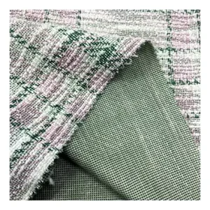 Luxury Wool Tweed Jacquard Fabric Metallic Knit Cotton Polyester Material Cloth for Tote Bag Suit