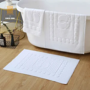Luxury Woven Cotton Bath Mat Floor Towel Set OEKO TEX Certified Eco Friendly Absorbent Jacquard Design for Hotel Spa