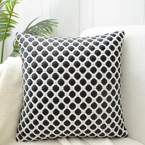 Luxury Woven Leather Waist Cushion Modern Faux Leather Throw Pillow Soft Decorative Pillow for Living Room Bedroom Hotel