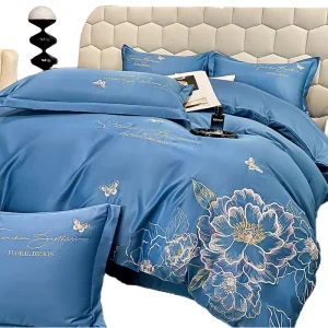 Luxury Woven Silk Embroidery Customizable Heated Bed Cover Comforter Set Striped Pattern King Size 500TC European American Style