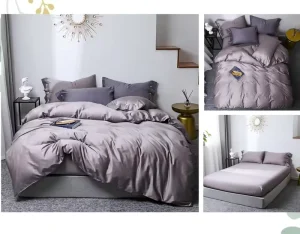 Luxury Woven Solid Eco-Friendly Organic Reversible 30% for 70% Cotton Customizable Grade Four-Piece All-Season Bedding Set
