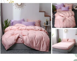 Luxury Woven Solid Eco Friendly Reversible Organic for Blend All Season Wedding Four-piece Kit Bedding Set Grade for Hotels