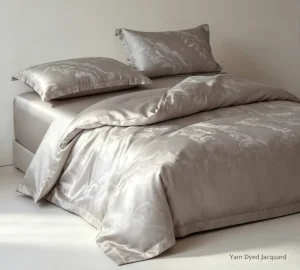 Luxury Woven Yarn Dyed Jacquard 4 Piece Bedding Set Soft Polyester Duvet Cover Breathable Medium Weight Hotel Home Bedding