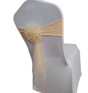 Luxury champagne Organza Bow with Spandex Sash Bow for Wedding Chair Covers