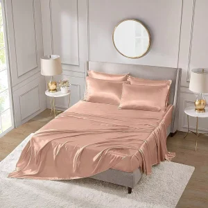Lyocell 4 Pieces Bedding Set Soft Cooling Breathable Fitted Sheet Flat Sheet Pillowcases