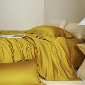Lyocell Bamboo Fiber Woven Bedding Set Soft Silky Cooling Sizes Single King Duvet Cover Flat/Fitted Sheet 200TC Cotton Made