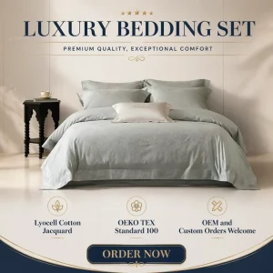 Lyocell Cotton Jacquard Bedding Set Silver Blue Floral Butterfly 4Pcs Duvet Cover Sheet Pillowcases Hotel Luxury OEKO TEX