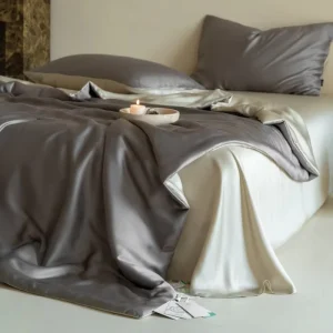 Lyocell Sheet Set 4PCS Color Block Simple Breathable Wrinkle Resistant Eco Friendly Home Bedding