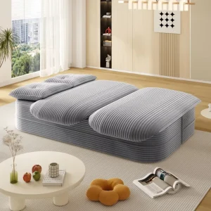 M 2-in-1 Convertible Sleeper Sofa Bed Modern Foldable Boneless Plush Corduroy Deep Seat Couch for Living Room Bedroom