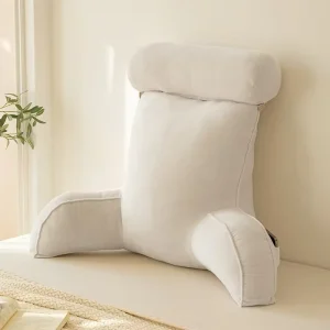 MIXWARES Ergonomic Knitted Back Rest Pillow with Detachable Armrest Headrest Soft Cushion for Bed Reading TV Work