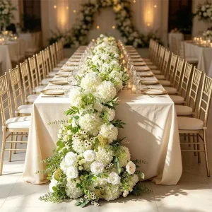 MSFAME Artificial Floral Design Event Flower Runner Pink Wedding Table Flowers Decoration