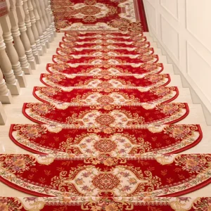 MU European Design Printed Non Slip Protective Mat Solid Wood Stair Carpet Stair Treads Rugs Luxury Stair Runner Carpet