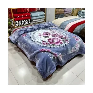 MU Superior Quality Promotional Customized Pattern Blanket Double Bed 6 kg 2 Ply Thick Korean Raschel Mink Blanket