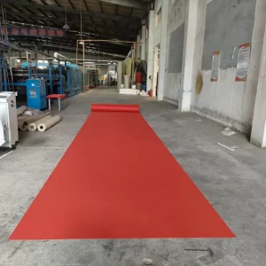 Machine Made Non Woven Plain Exhibition Carpet 100% Polyester Red Wedding Carpet Backing Latex Wall to Wall Use for Party Runner