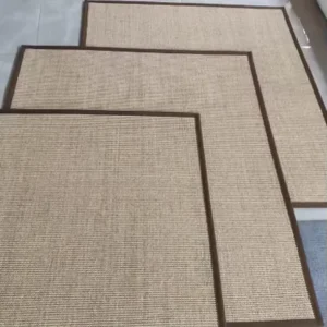 Machine Made Sisal and Jute Carpet Rug Stain Resistant Anti Slip Backing Geometric Pattern for Hotel and Home Decor