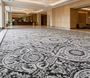 Machine Tufted Broadloom Carpet Custom Pattern Washable Cushioned Carpet Roll for Bedroom Hallway