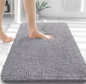 Machine Washable Bath Mats Rubber Backing Quick Dry Extra Soft Absorbent Chenille Polyester Bathroom Rugs for Hotel Modern
