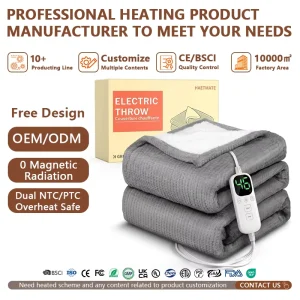 Machine Washable Electric Blanket 50×60 Inch Overheat Protection Fast Heating ETL Certified for Winter Home Living Room