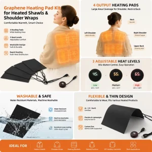 Machine Washable Flexible Graphene Heating Element Custom Heating Solution for Neck Shoulder Heating Shawl Electric Blanket
