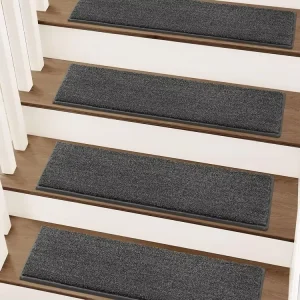 Machine Washable Indoor Stair Runner Rugs Soft Plain Non Slip Carpet Stair Treads Mat for Wooden Steps