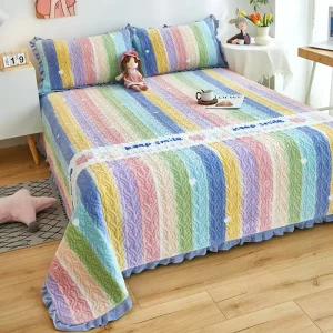 Machine Washable Milk Fleece Bed Linen Cover Single Bedsheet Laminated Cotton Bed Sheets Set for Tatami Non-slip