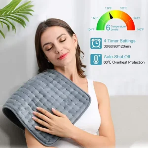 Machine Washable Multi Purpose Electric Heating Pad [US Plug] Gray Plush Heating Pad 12*24 Inch
