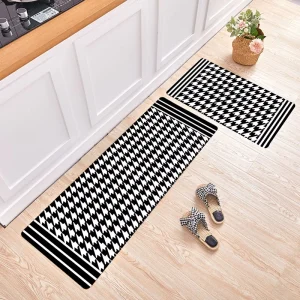 Machine Washable Non Slip Printed Polyester Fiber Stain Resistant Vintage Chic Kitchen Entrance Door Floor Mat Long Strip Home