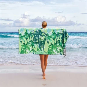 Machine Washable Sand Free Microfibre Beach Towels Custom logo Sublimation Microfiber Waffle Beach Towel