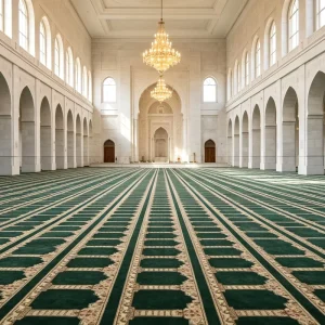 Machine Woven Custom Pattern Print Mosque Worship Carpet Anti slip Big Size Prayer Rug Manufacturer