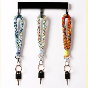 Macrame Keychain and Wristlet Colorful Cotton Rope Hand Woven Strap for Women Perfect Home Textile Accessory