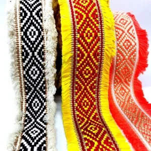 Macrame Trim Garment Belt with Gimp Fringe Decorative Tassels Webbing Textile Accessories