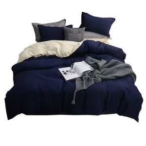 Made China New Design Woven 100% Polyester Two Tone Microfiber Duvet Cover Set 3 Pcs Queen Size Home Hotel OEKO TEX Certified