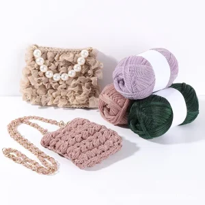 Magic Color Gold Silver Dyed Polyester Nylon Spun Yarn Strong Textile Braided Line Hook Bag Cushion Cloth for Knitting