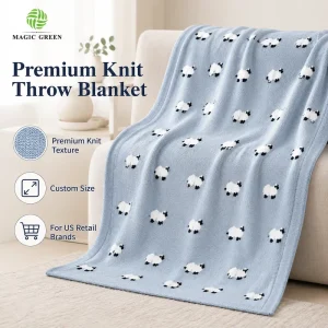 Magic Green Cozy Solid Color Knit Throw Blanket