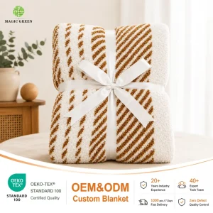 Magic Green Custom Striped Blanket OEKO TEX Certified Customizable Size & Pattern Ideal for Home Textile & Gift Orders