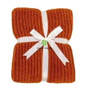 Magic Green Ribbed Knit Throw Blanket Soft Plush Fuzzy Fabric for Home Textile Custom Logo