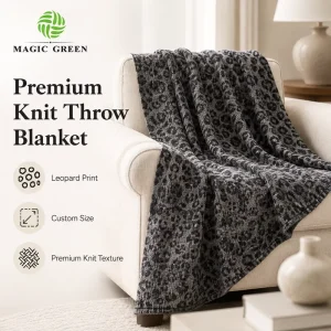 Magic Green Zero Defect Ultra Soft Polyester Knit Leopard Stone White Micro Fiber Micro Feather Cozy Throw Blanket