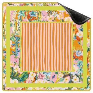 Mahjong Mat Non Slip Silent Table Pad Vibrant Tropical Floral Print Game Mat for Home Decor & Parties