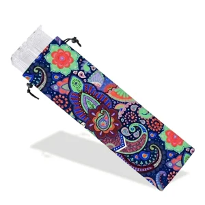 Mahjong Tile Rack Drawstring Storage Bag Large Capacity Paisley Print Portable Luxury Modern Polyester Fiber Push Ruler Pouch