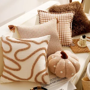 Maillard Brown Throw Pillow Nordic Luxury High End Cushion for Living Room Sofa Bay Window and Bedside The Pillow on the Bed