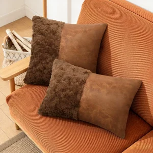 Maillard style Plush Patchwork Embossed Light luxury Affordable Luxury Solid Color Throw Pillow Cover Living Room Cushion Cover