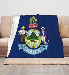 Maine State Us Flag Personalized Custom Flag Fashion Flannel Sofa Blanket Household Blanket for All Seasons