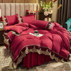 Manufactory 4 Piece Bed Sheet Skirt Wedding Home king Size European & American Style Comforter Luxury Bedding Sets