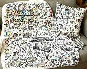 Manufacture Custom Pattern Cartoon DIY Kids Coloring Plush Flannel Blanket Colors Fleece Kids Throw Blanket Gift