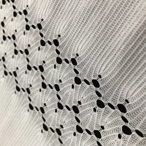 Manufacture Hot Sell Jacquard Fabric Knitting Crochets Polyester Open Weave Crochet Warp Knit Fabrics Crochet Fabric for Dress