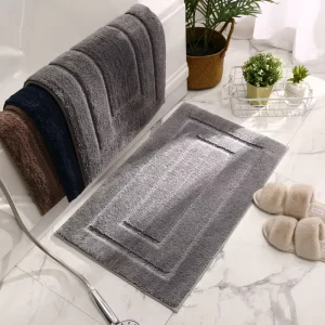 Manufacture Luxury Polyester Bathroom Floor Mat Quickly Absorbent Non slip Simple Bath Mat for Hotel and Home